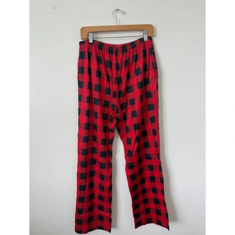 Ekouaer Pajama Pants for Women Wide Leg Lounge Pants – Black/Red – Size‎ Large